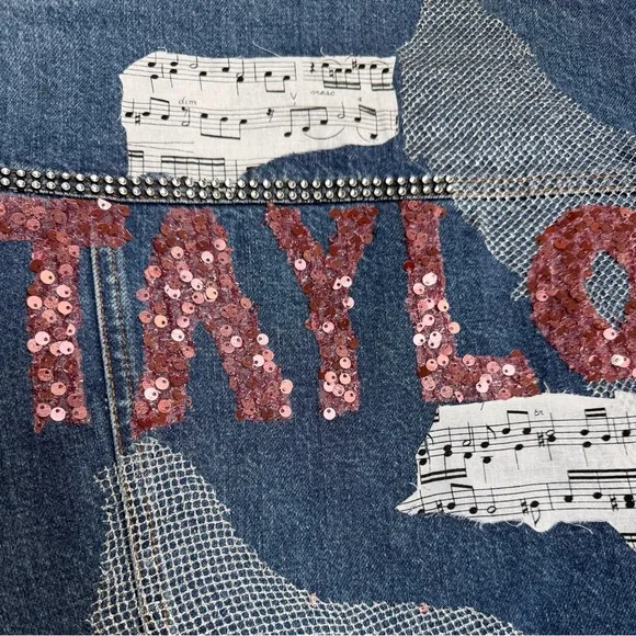 Custom Taylor Swift Embellished Denim Jacket - Picture 4 of 5